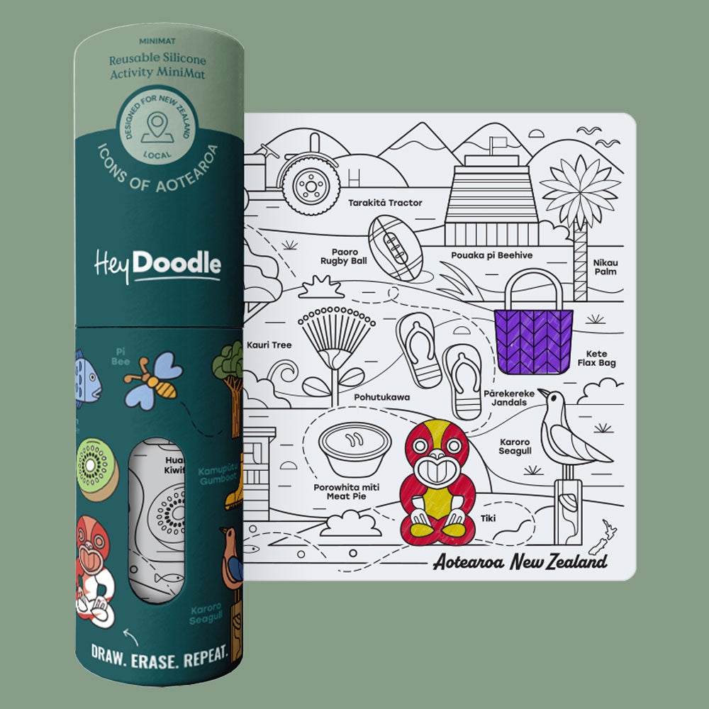 Hey Doodle | Reusable Silicone Mat - Icons of Aotearoa  20cm x 30cm