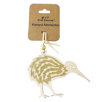 New Zealand | Kiwiana Christmas Wooden Decorations - Glitter Kiwi