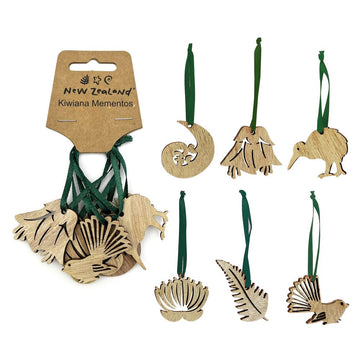 New Zealand | Kiwiana Christmas Wooden Decorations - 6 Pack