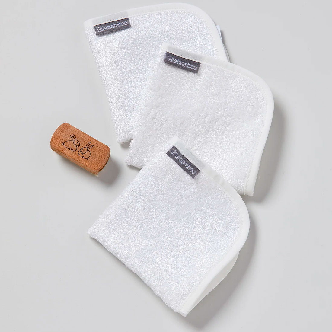 Little Bamboo | Towelling Wash Cloths 3 pack - White