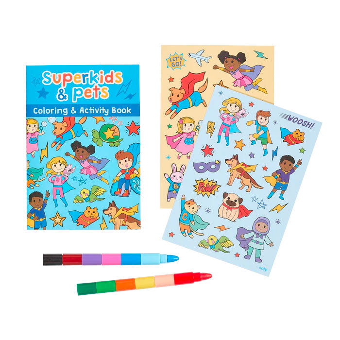 Ooly |  Mini Traveler Colouring & Activity Set - Superkids & Pets