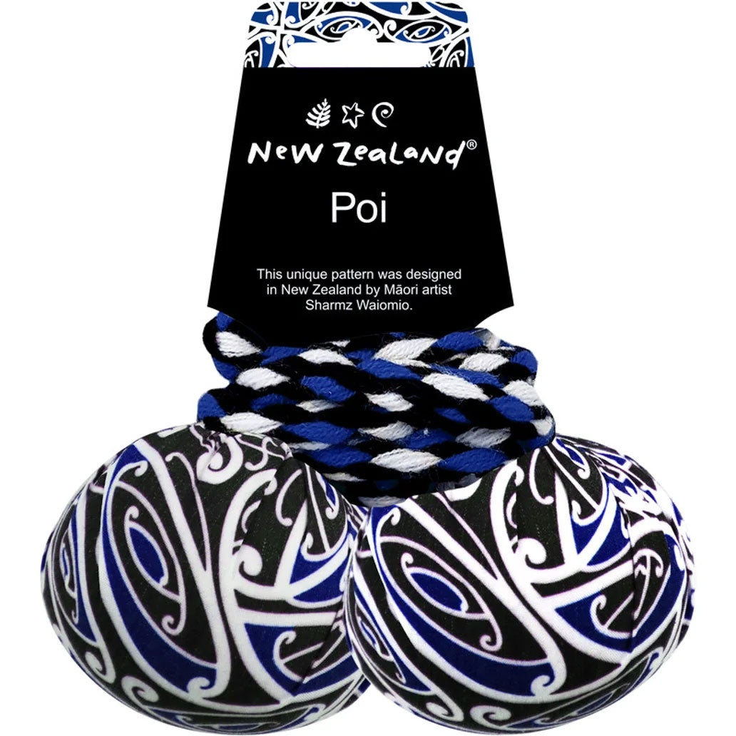 NZ Poi | Maori Patterened Fabric - Blue