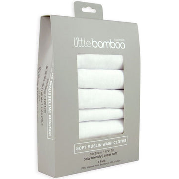 Little Bamboo | Muslin Wash Cloths 6 Pack - Natural