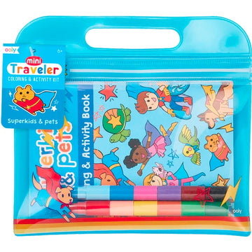 Ooly |  Mini Traveler Colouring & Activity Set - Superkids & Pets