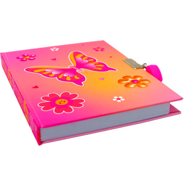 Pink Poppy | Vibrant Vacation Butterfly Strawberry Scented Lockable Diary