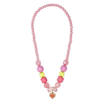 Pink Poppy | Lovely Pink Heart Charm Stretch Beaded Necklace